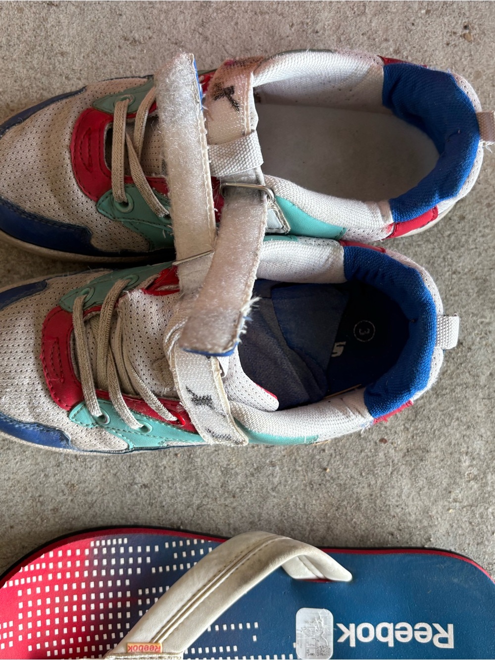Reebok Kids White/Blue/Red/Teal Velcro Sneakers